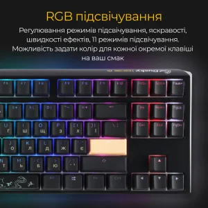 Клавиатура Ducky One 3 TKL Cherry MX Blue RGB UA USB Black (DKON2187ST-CUAPXCLAWSC1) UA