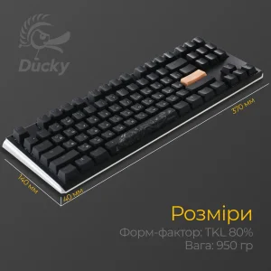 Клавиатура Ducky One 3 TKL Cherry MX Blue RGB UA USB Black (DKON2187ST-CUAPXCLAWSC1) UA