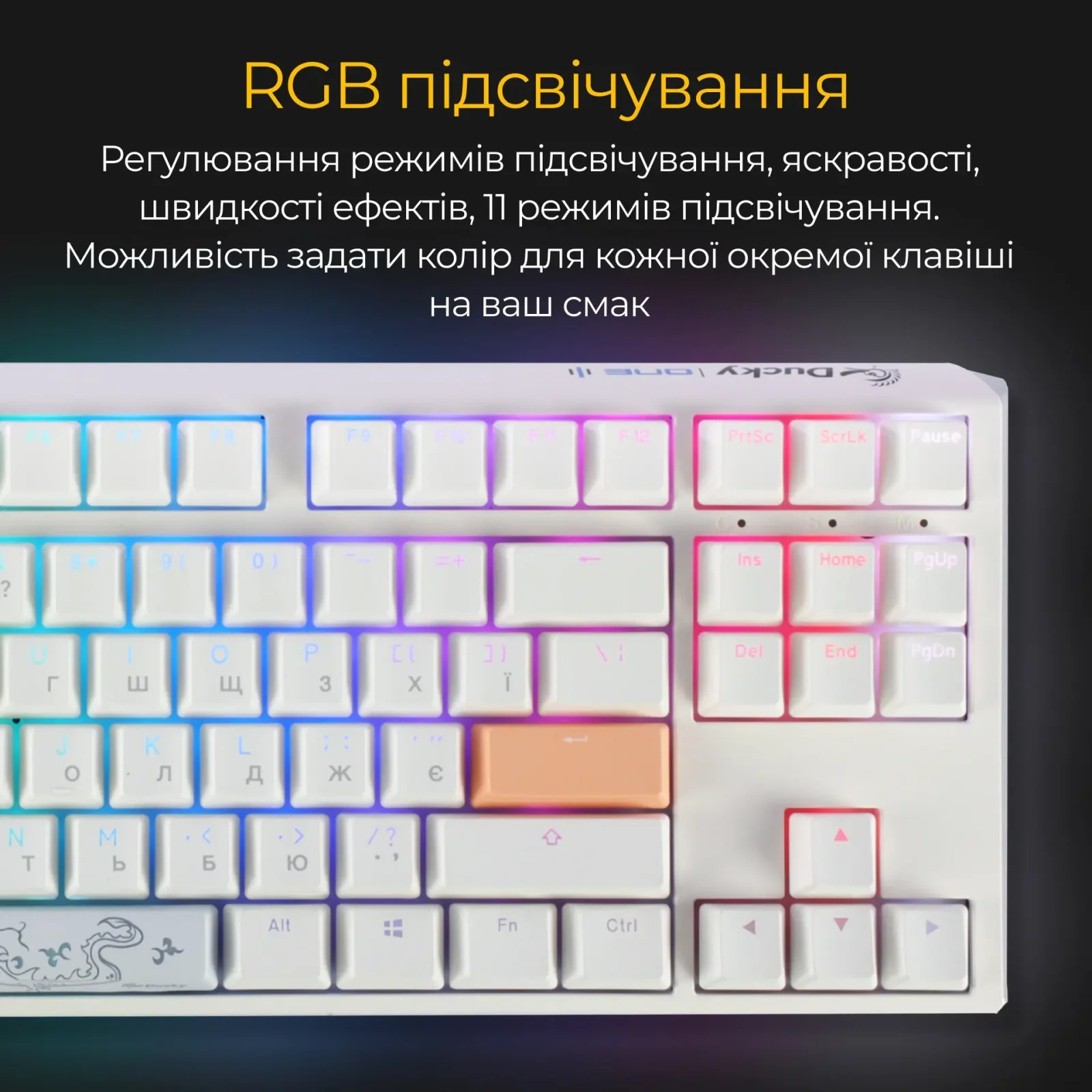 Клавиатура Ducky One 3 TKL Cherry MX Speed Silver RGB UA USB White (DKON2187ST-PUAPXPWWWSC1) UA