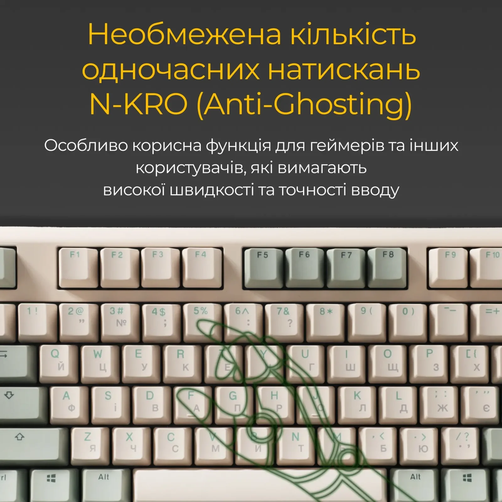 Клавиатура Ducky One 3 TKL Cherry MX Red UA USB Matcha Cream (DKON2187-RUAPXМAEGGC1) UA