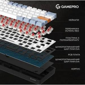 Клавиатура GamePro MK130R Red Swich Hot-Swap RGB Black UA