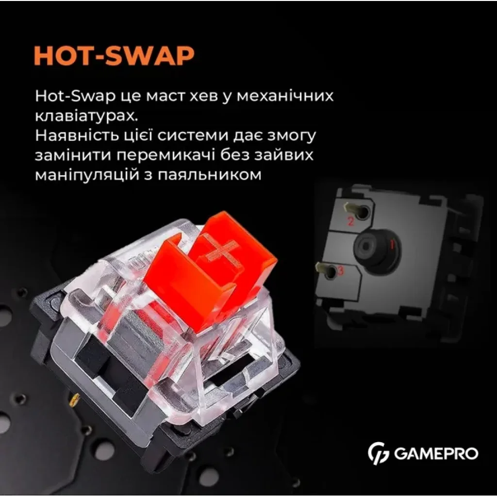 Клавиатура GamePro MK130R Red Swich Hot-Swap RGB Black UA