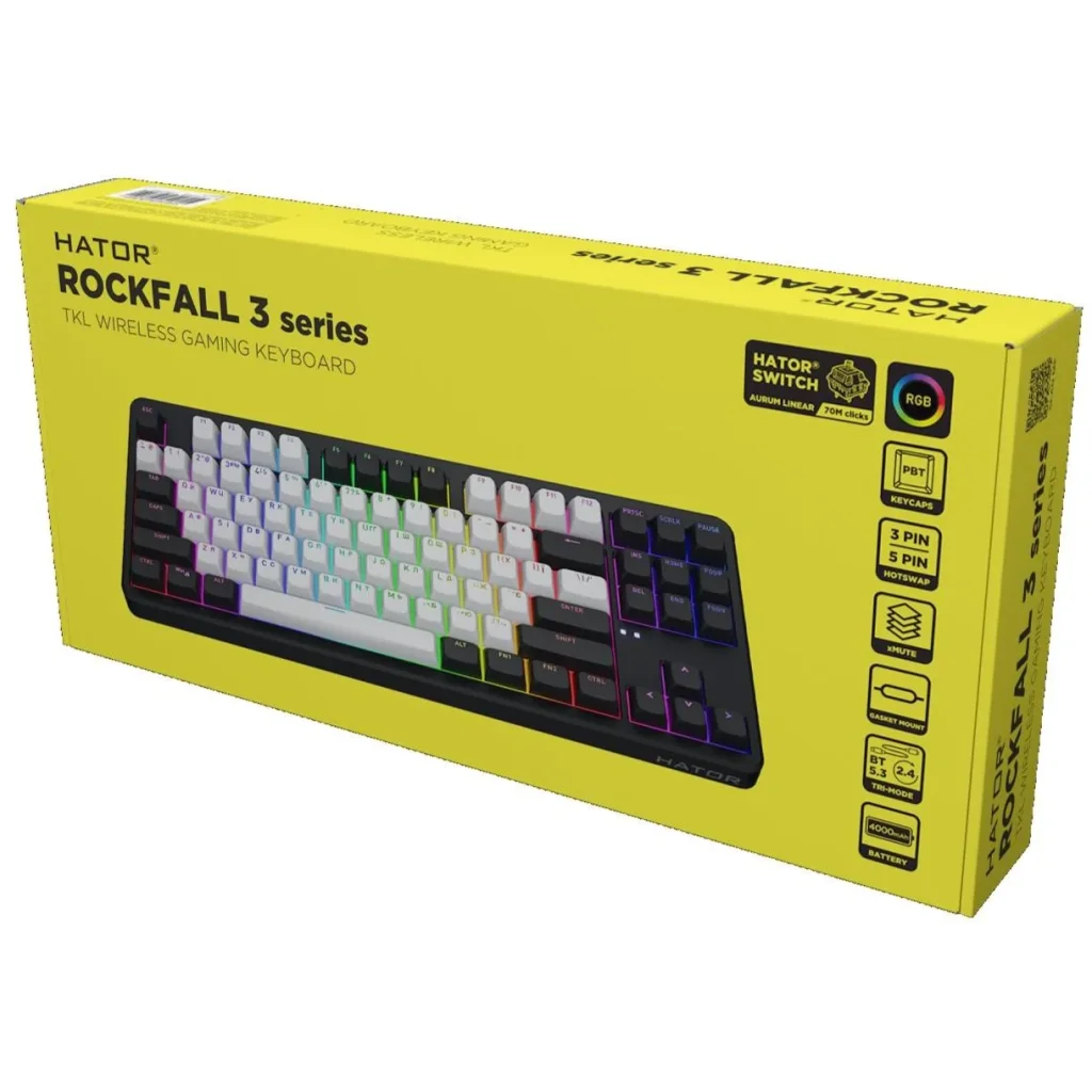 Клавиатура Hator Rockfall 3 Mecha TKL Wireless Orange Black (HTK850UA) UA