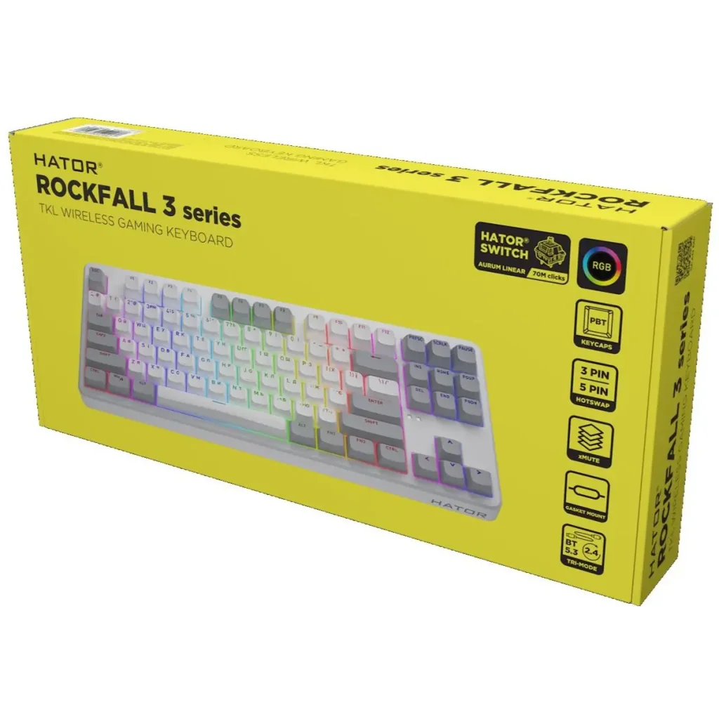 Клавіатура Hator Rockfall 3 Mecha TKL Wireless Orange White (HTK851UA) UA