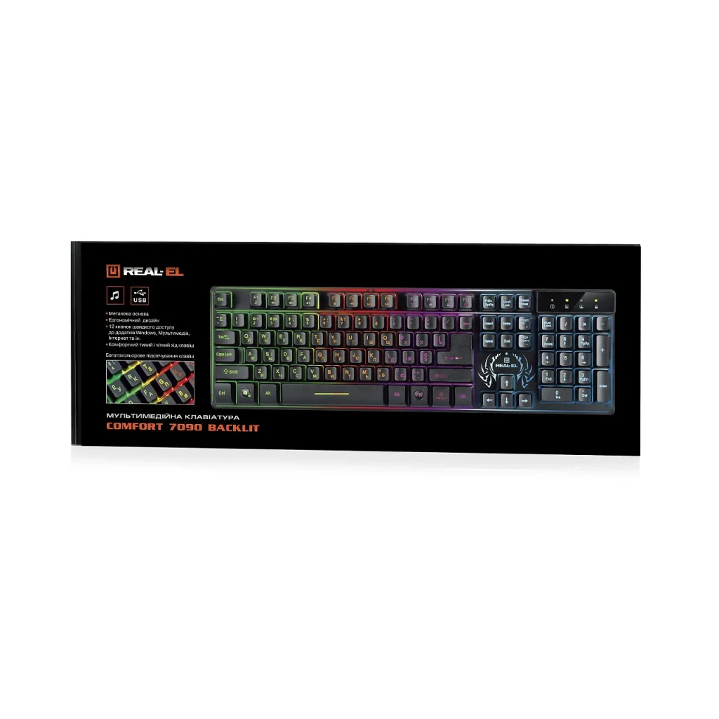 Клавіатура REAL-EL Comfort 7090 Backlit Black (EL123100031) UA
