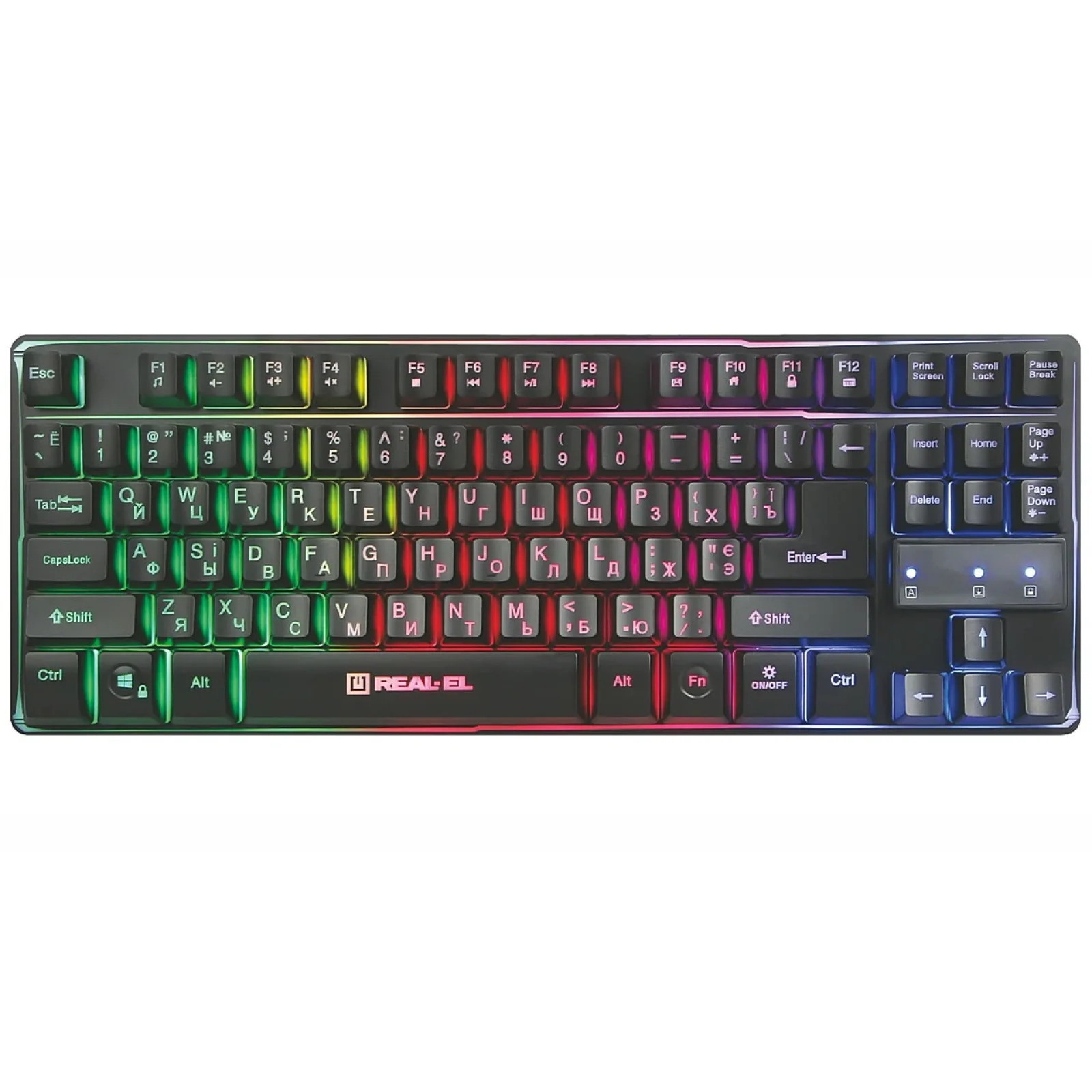Клавіатура REAL-EL Gaming 8710 TKL Backlit Ukr Black, EL123100030 UA