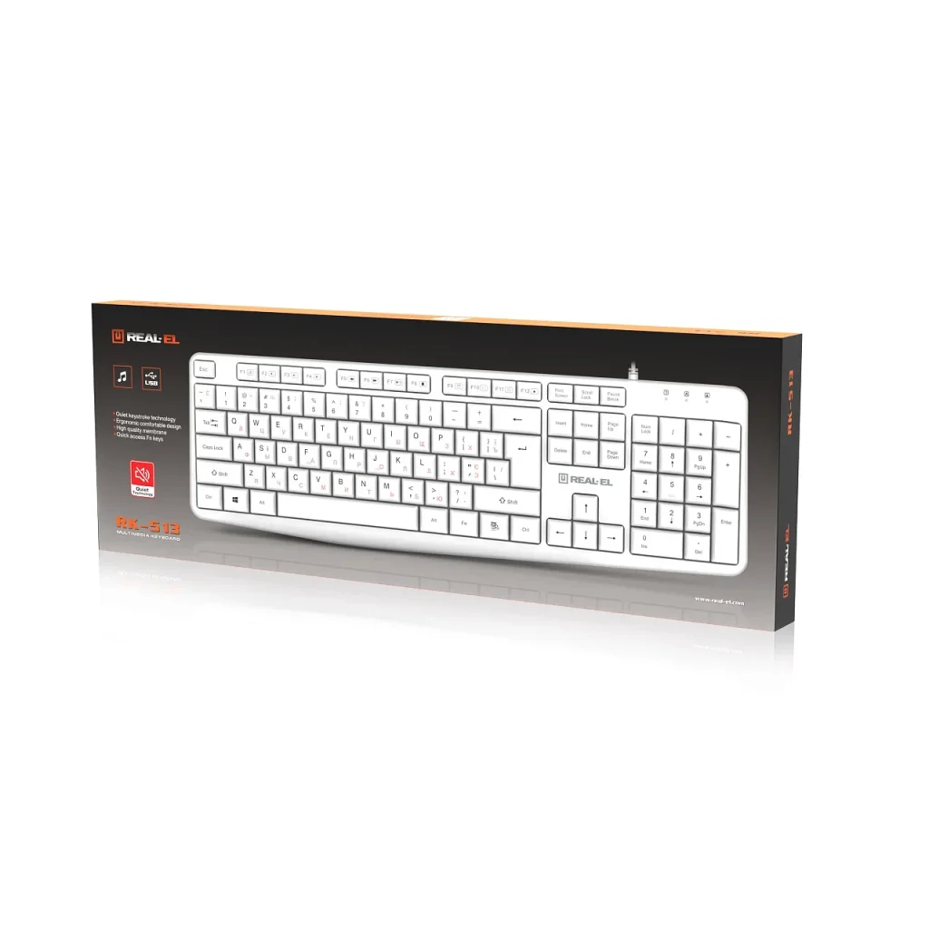 Клавіатура REAL-EL RK-513 White, EL123100047 UA