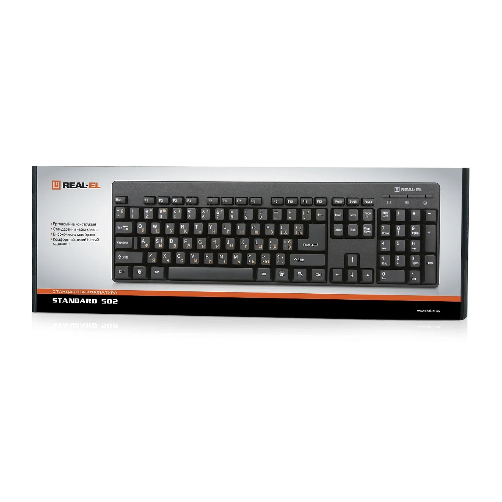 Клавіатура REAL-EL Standard 502 USB Black USB, EL123100023 UA