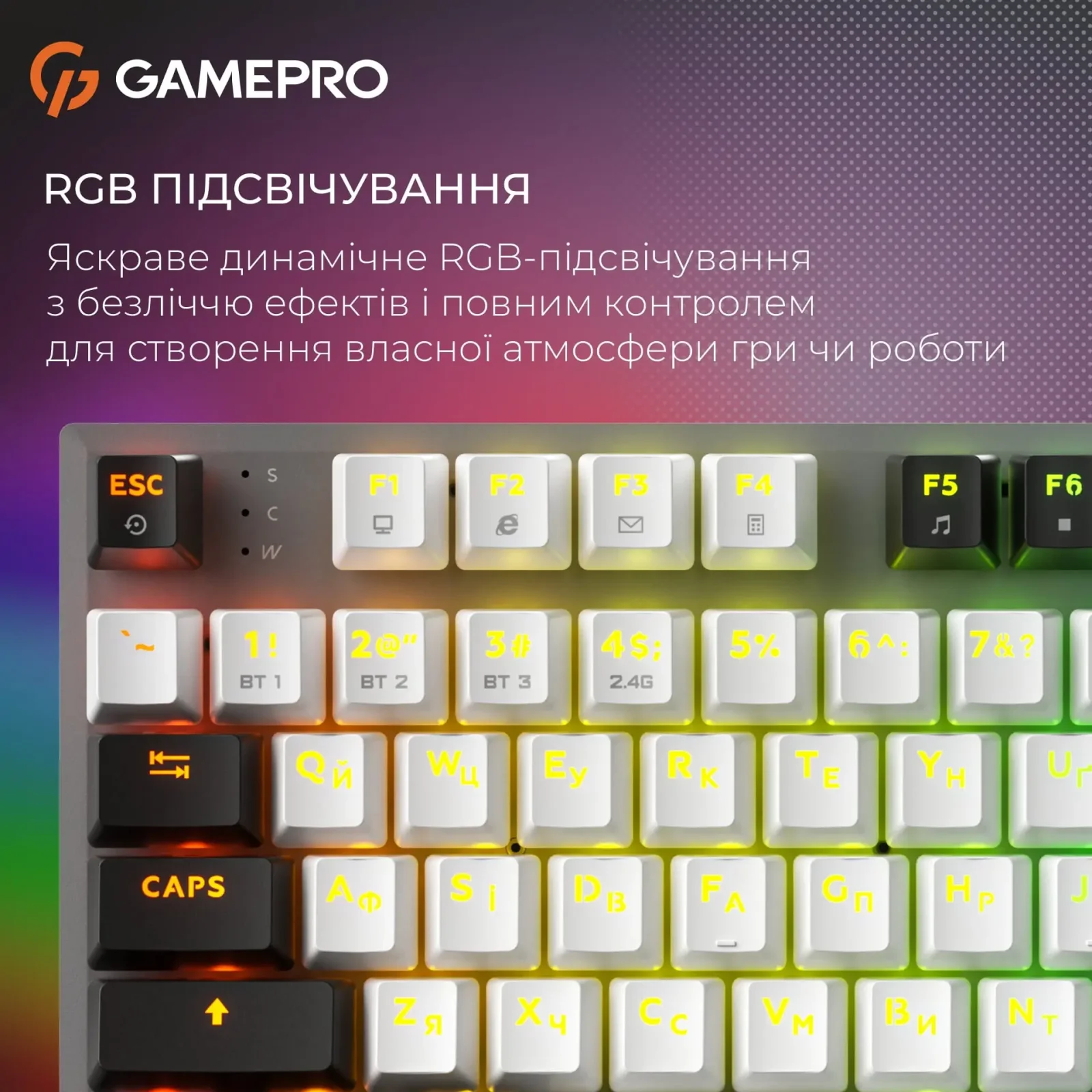 Клавиатура беспроводная GamePro Genesis Joker Pro MK124G Pro Gray UA