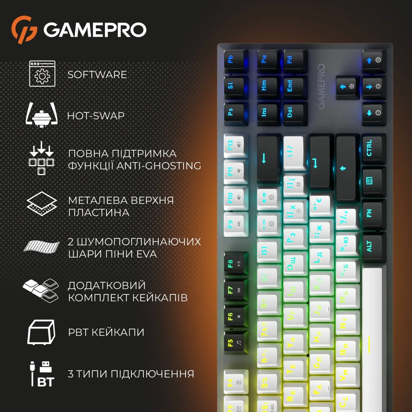 Клавиатура беспроводная GamePro Genesis Joker Pro MK124G Pro Gray UA