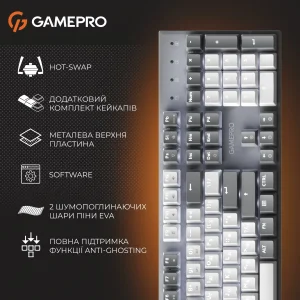 Клавіатура GamePro Genesis Metallic MK144G Outemu Red Swithes USB Gray UA