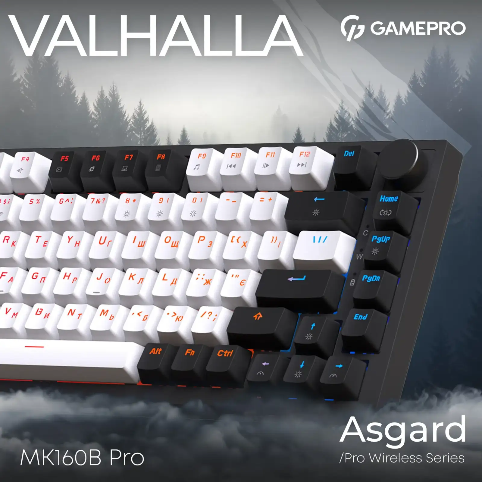 Клавиатура беспроводная GamePro Asgard Valhalla QLAB Sakura Switch Black (MK160-B-QS-PRO) UA