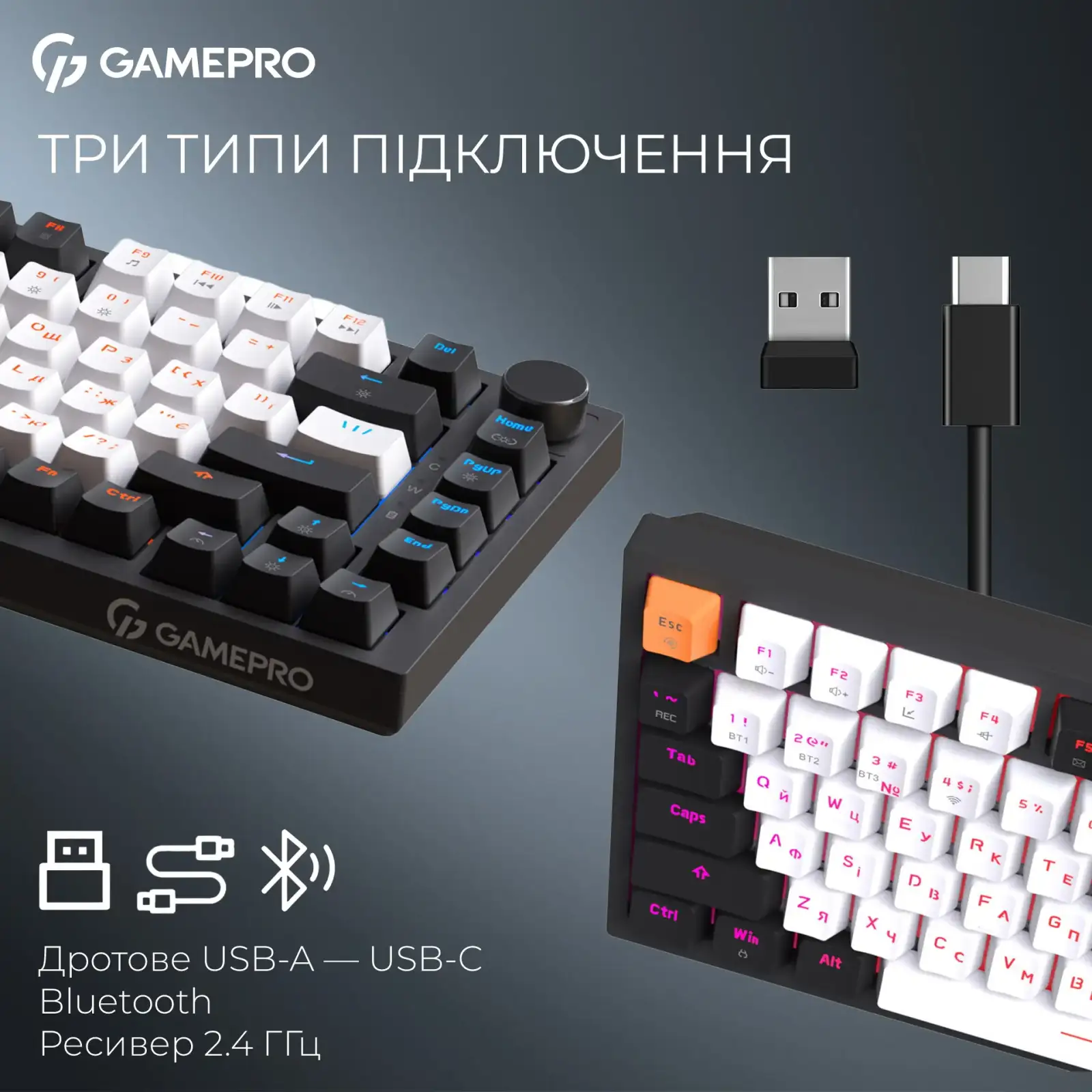 Клавиатура беспроводная GamePro Asgard Valhalla QLAB Sakura Switch Black (MK160-B-QS-PRO) UA