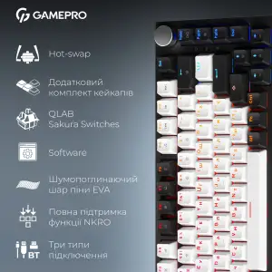 Клавиатура беспроводная GamePro Asgard Valhalla QLAB Sakura Switch Black (MK160-B-QS-PRO) UA
