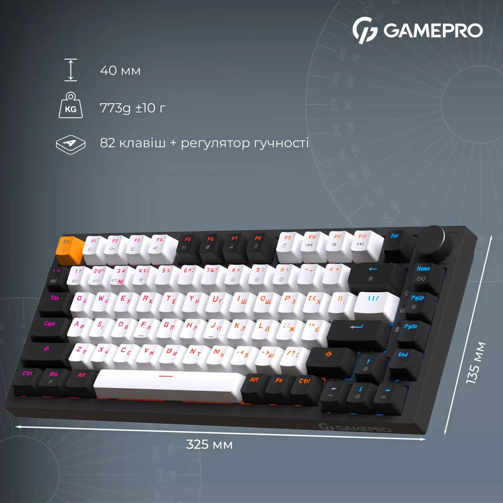 Клавиатура беспроводная GamePro Asgard Valhalla QLAB Sakura Switch Black (MK160-B-QS-PRO) UA