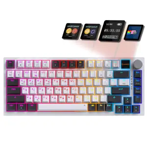 Клавіатура бездротова GamePro Asgard Valhalla QLAB Sakura Switch White With Display (MK160-W-D-QS-PRO) UA