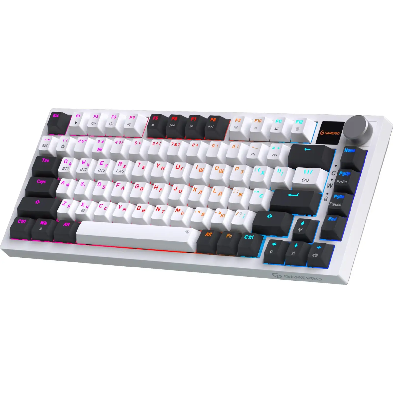 Клавіатура бездротова GamePro Asgard Valhalla QLAB Sakura Switch White With Display (MK160-W-D-QS-PRO) UA