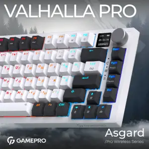 Клавіатура бездротова GamePro Asgard Valhalla QLAB Sakura Switch White With Display (MK160-W-D-QS-PRO) UA