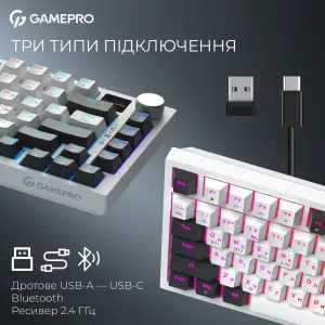 Клавіатура бездротова GamePro Asgard Valhalla QLAB Sakura Switch White With Display (MK160-W-D-QS-PRO) UA