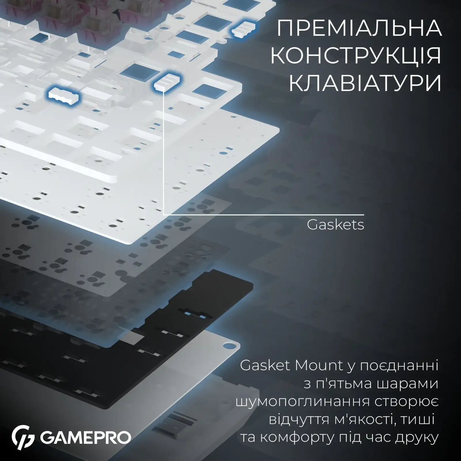 Клавіатура бездротова GamePro Asgard Valhalla QLAB Sakura Switch White With Display (MK160-W-D-QS-PRO) UA