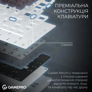 Клавіатура бездротова GamePro Asgard Valhalla QLAB Sakura Switch White With Display (MK160-W-D-QS-PRO) UA