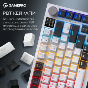 Клавіатура бездротова GamePro Asgard Valhalla QLAB Sakura Switch White With Display (MK160-W-D-QS-PRO) UA