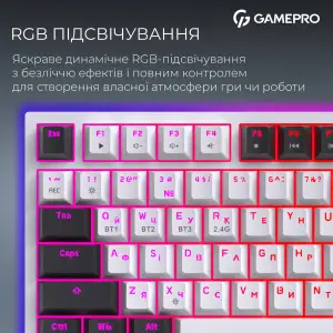 Клавіатура бездротова GamePro Asgard Valhalla QLAB Sakura Switch White With Display (MK160-W-D-QS-PRO) UA