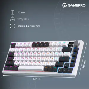 Клавіатура бездротова GamePro Asgard Valhalla QLAB Sakura Switch White With Display (MK160-W-D-QS-PRO) UA
