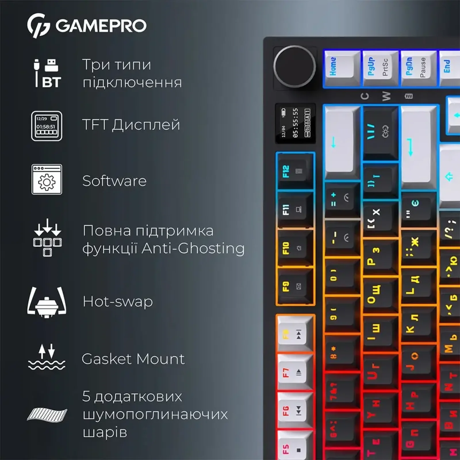 Клавиатура беспроводная GamePro Asgard Valhalla Pro Black (MK160B-D-Pro) UA