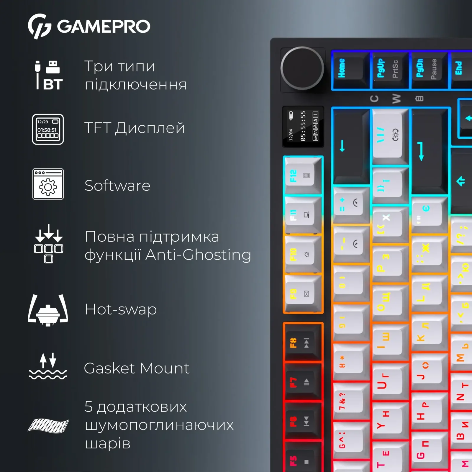 Клавиатура беспроводная GamePro Asgard Valhalla Pro White (MK160W-D-Pro) UA