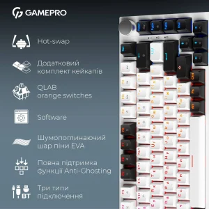 Клавіатура бездротова GamePro Asgard Valhalla MK160W Pro White UA