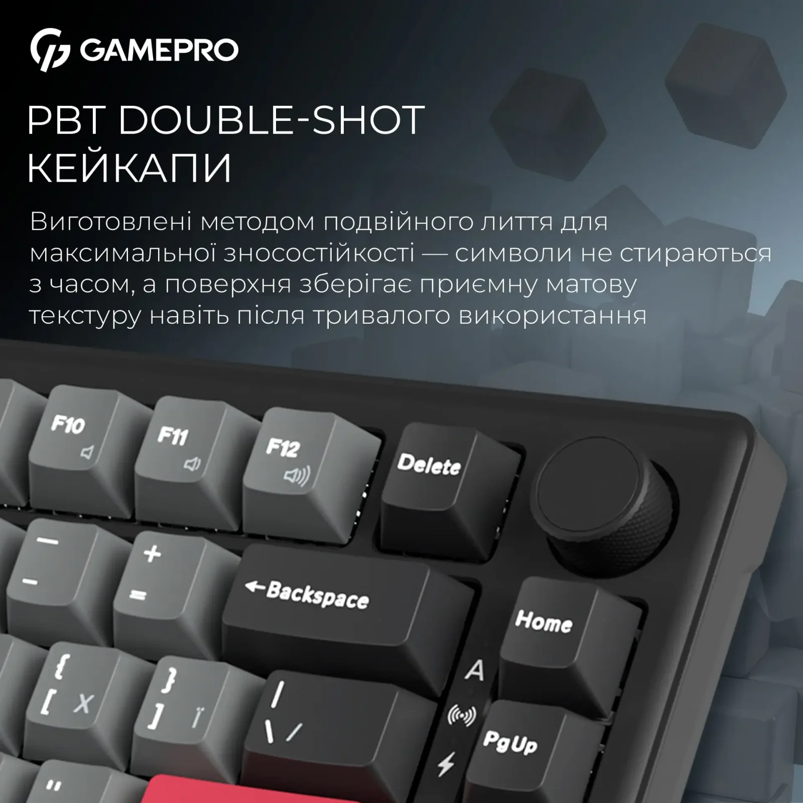 Клавіатура бездротова GamePro Asgard Yord Keychron Super Red Switch Black (MK266BK) UA