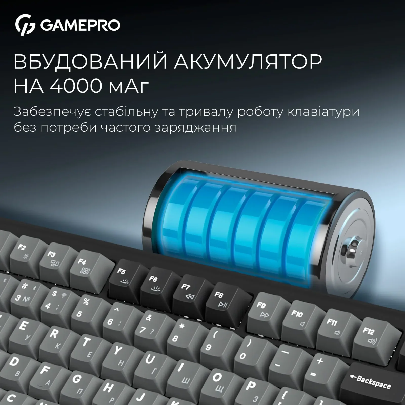 Клавіатура бездротова GamePro Asgard Yord Keychron Super Red Switch Black (MK266BK) UA