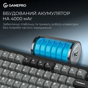 Клавіатура бездротова GamePro Asgard Yord Keychron Super Red Switch Black (MK266BK) UA