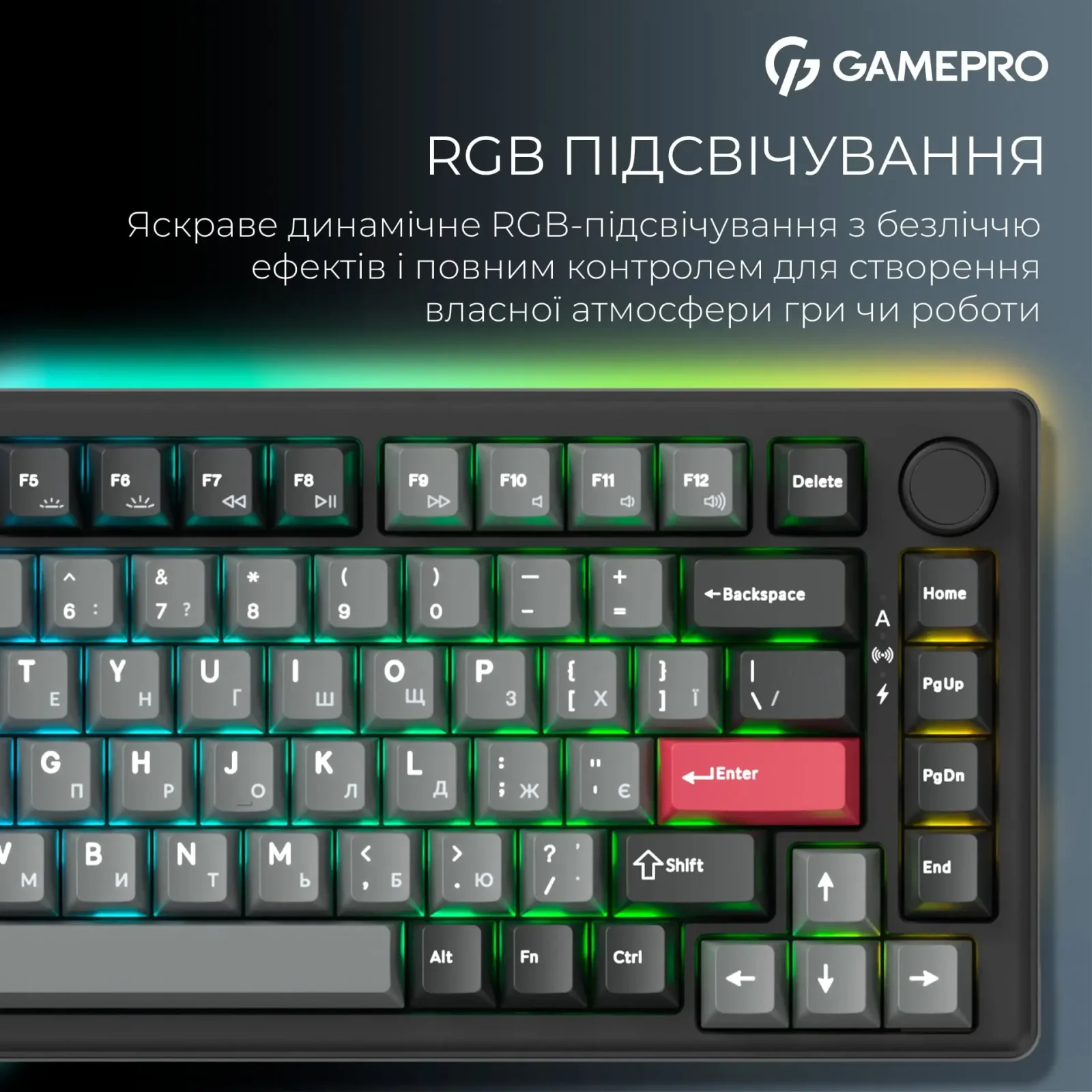 Клавіатура бездротова GamePro Asgard Yord Keychron Super Red Switch Black (MK266BK) UA