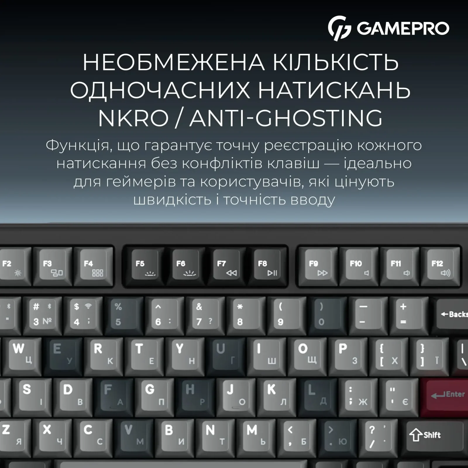 Клавіатура бездротова GamePro Asgard Yord Keychron Super Red Switch Black (MK266BK) UA