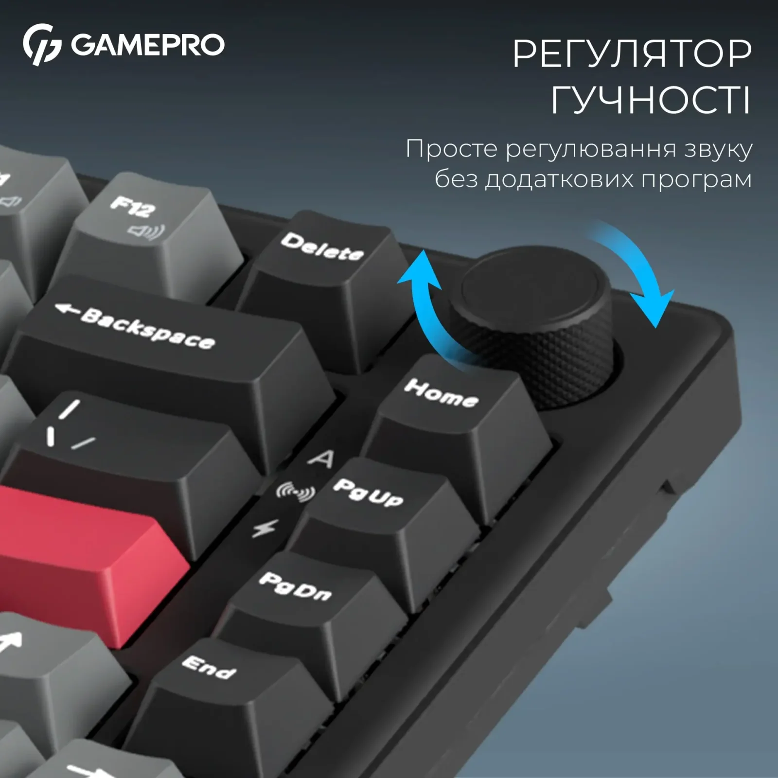 Клавіатура бездротова GamePro Asgard Yord Keychron Super Red Switch Black (MK266BK) UA