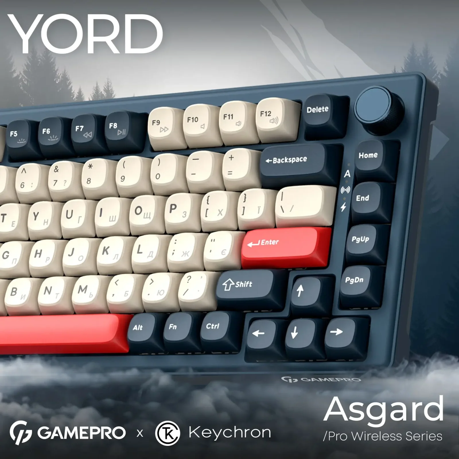 Клавіатура бездротова GamePro Asgard Yord Keychron Super Red Switch Blue (MK266BL) UA