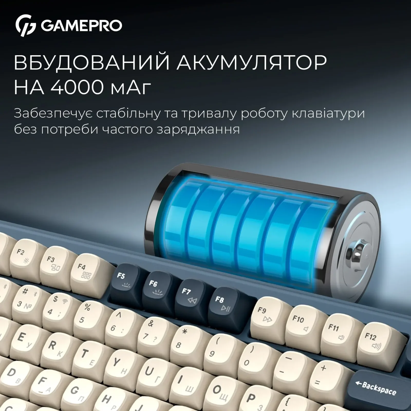 Клавіатура бездротова GamePro Asgard Yord Keychron Super Red Switch Blue (MK266BL) UA