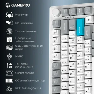 Клавиатура беспроводная GamePro Asgard Yord Keychron Super Red Switch White (MK266WH) UA