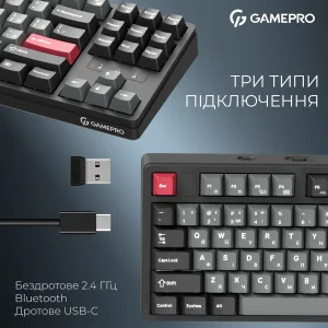 Клавіатура бездротова GamePro Asgard Ragnar Keychron Super Red Switch Black (MK285BK) UA