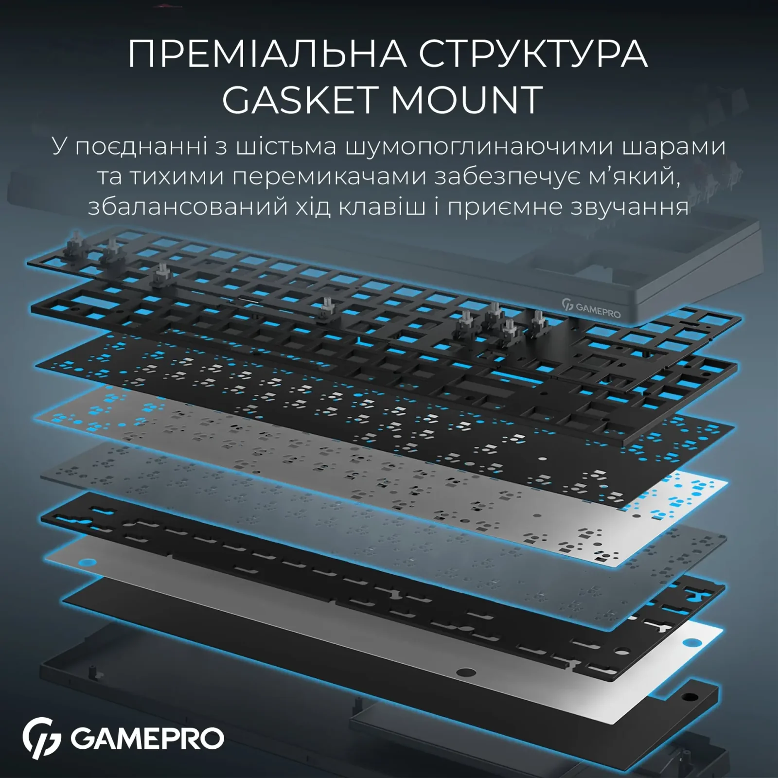 Клавіатура бездротова GamePro Asgard Ragnar Keychron Super Red Switch Black (MK285BK) UA