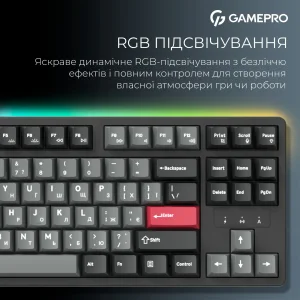 Клавіатура бездротова GamePro Asgard Ragnar Keychron Super Red Switch Black (MK285BK) UA