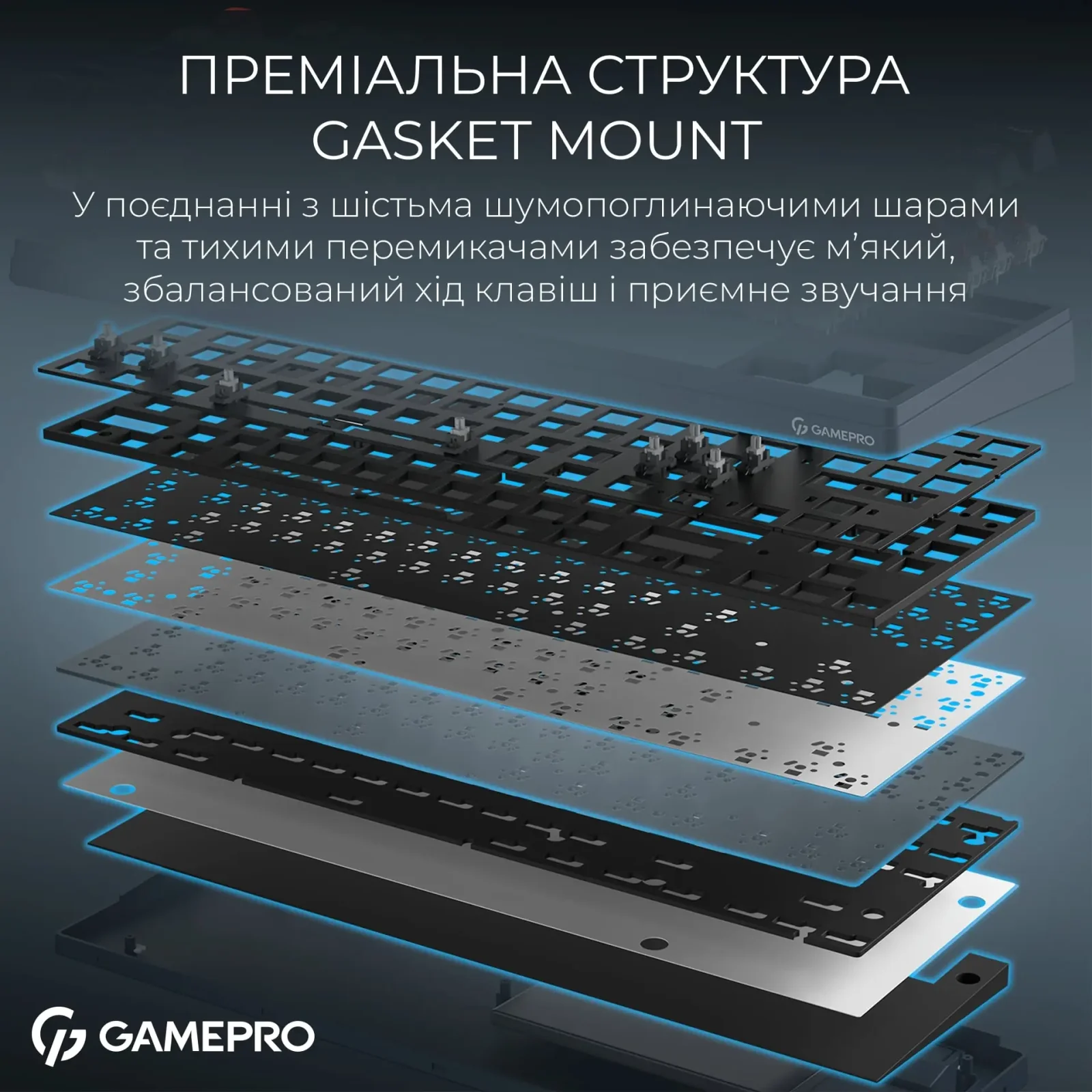 Клавіатура бездротова GamePro Asgard Ragnar Keychron Super Red Switch Blue (MK285BL) UA