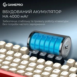 Клавіатура бездротова GamePro Asgard Ragnar Keychron Super Red Switch Blue (MK285BL) UA