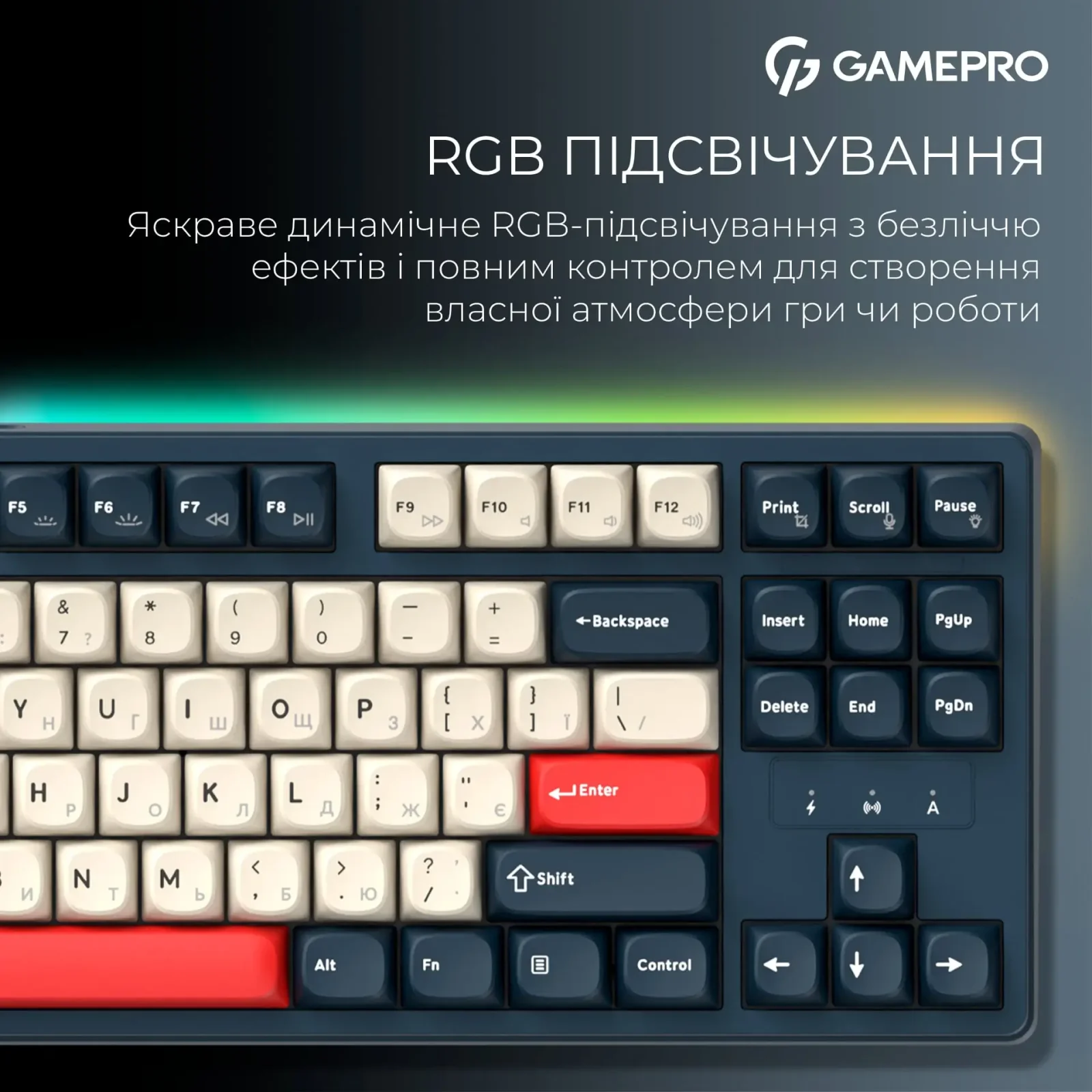 Клавіатура бездротова GamePro Asgard Ragnar Keychron Super Red Switch Blue (MK285BL) UA