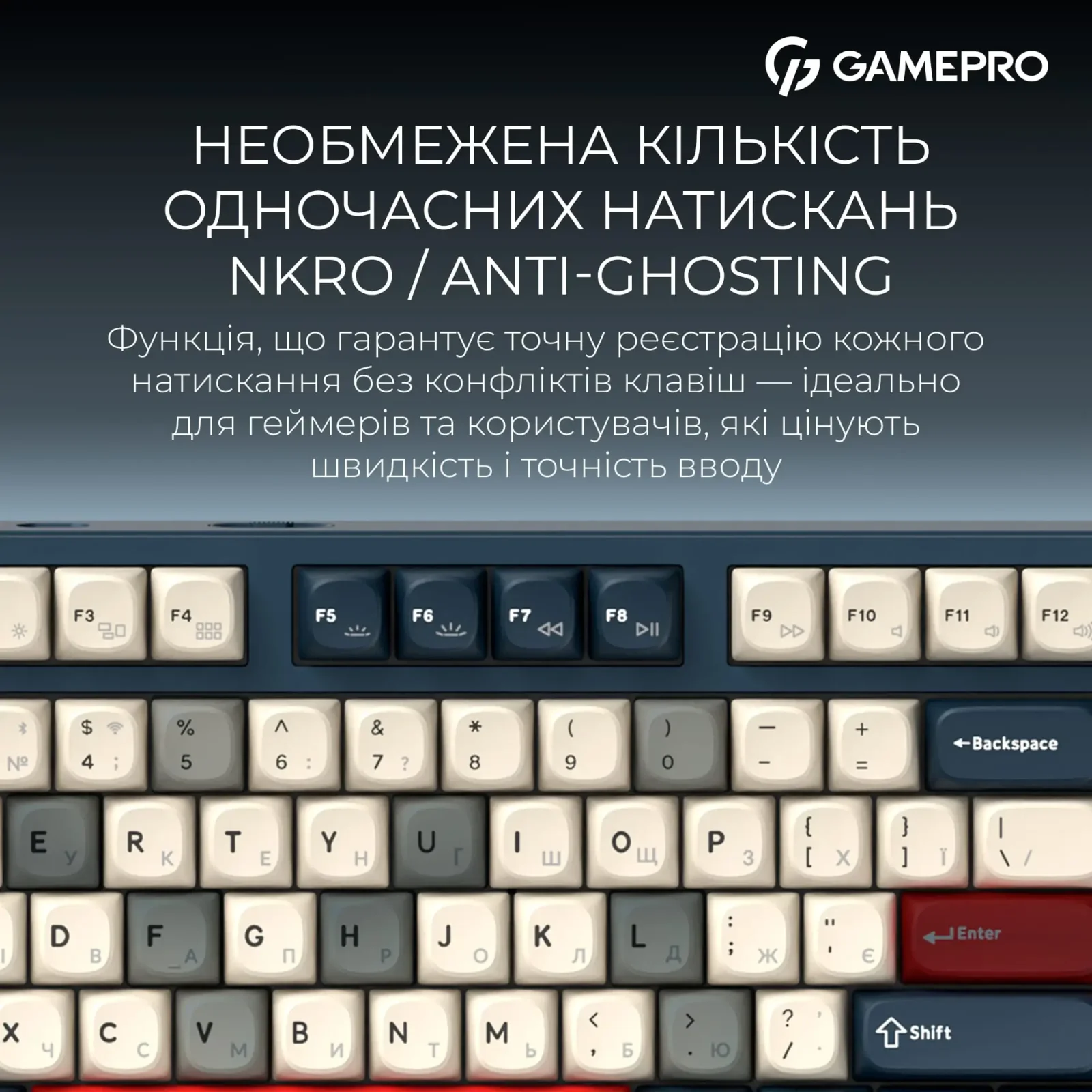 Клавіатура бездротова GamePro Asgard Ragnar Keychron Super Red Switch Blue (MK285BL) UA