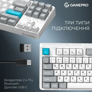 Клавіатура бездротова GamePro Asgard Ragnar Keychron Super Red Switch White (MK285WH) UA
