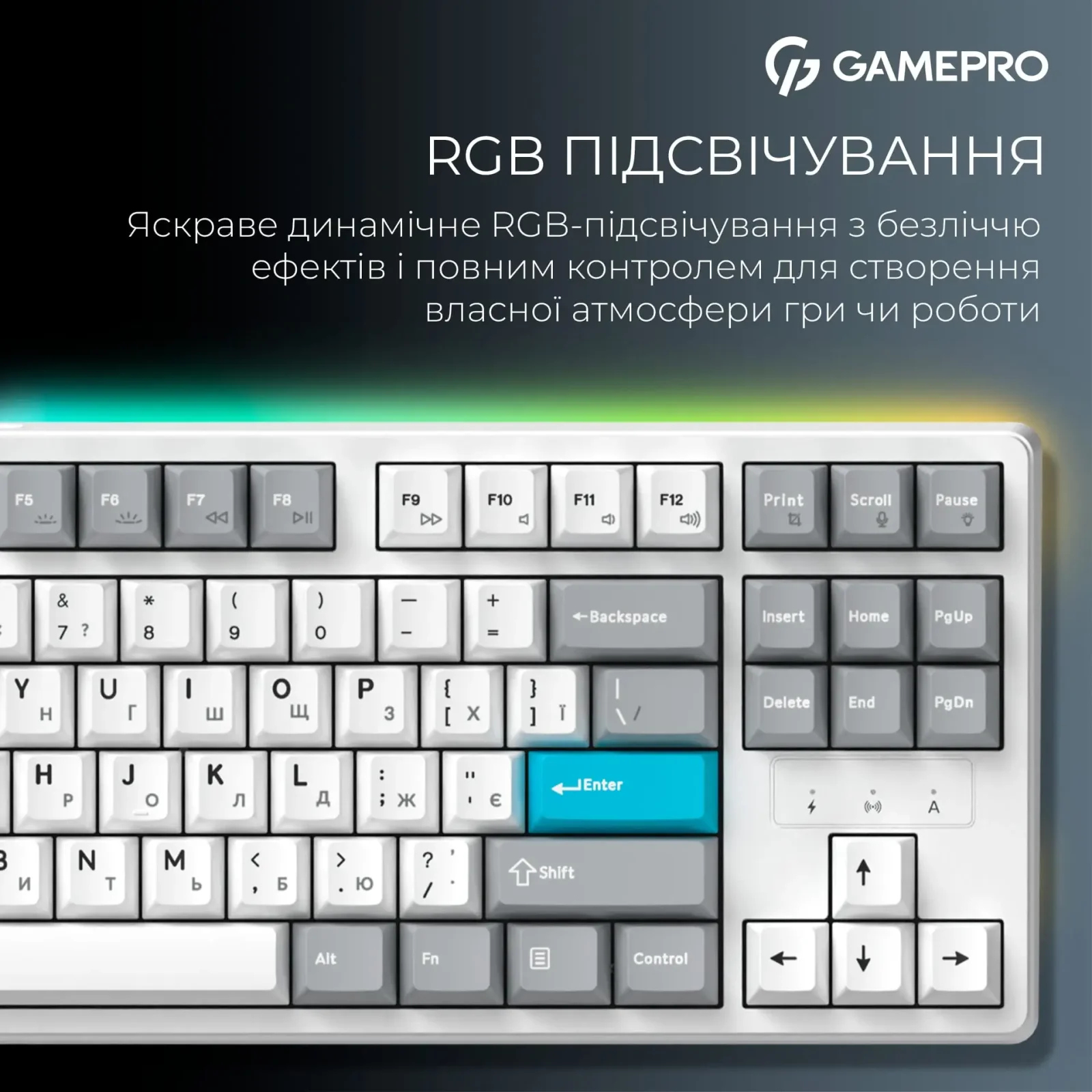 Клавіатура бездротова GamePro Asgard Ragnar Keychron Super Red Switch White (MK285WH) UA