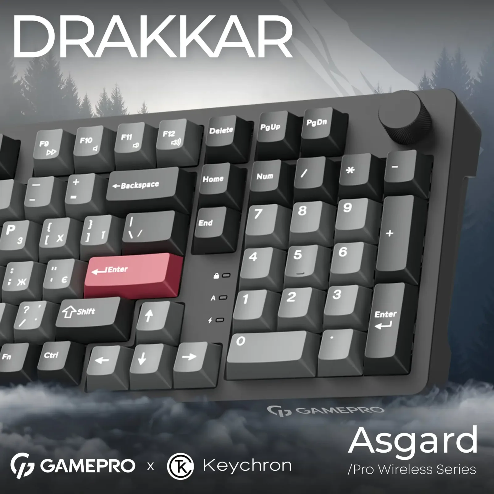 Клавиатура беспроводная GamePro Asgard Drakkar Keychron Super Red Switch Black (MK305BK) UA